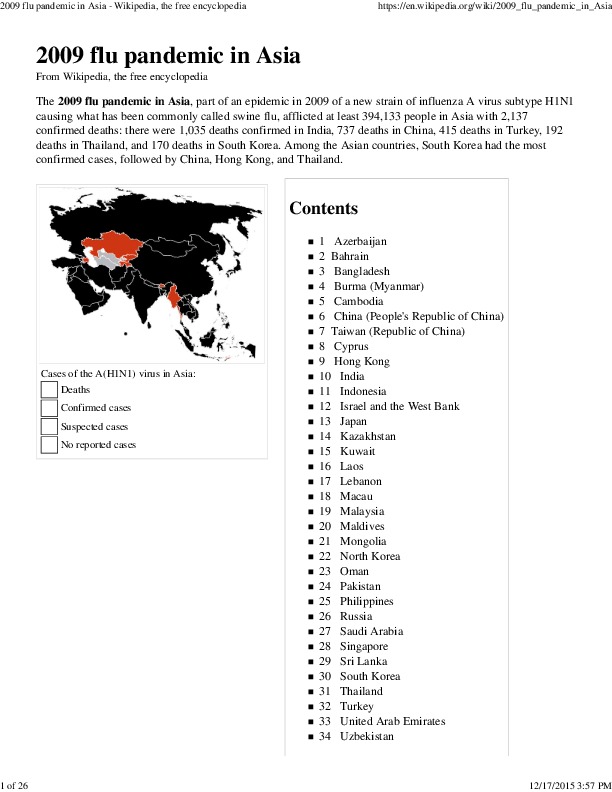 2009 Flu Pandemic in Asia