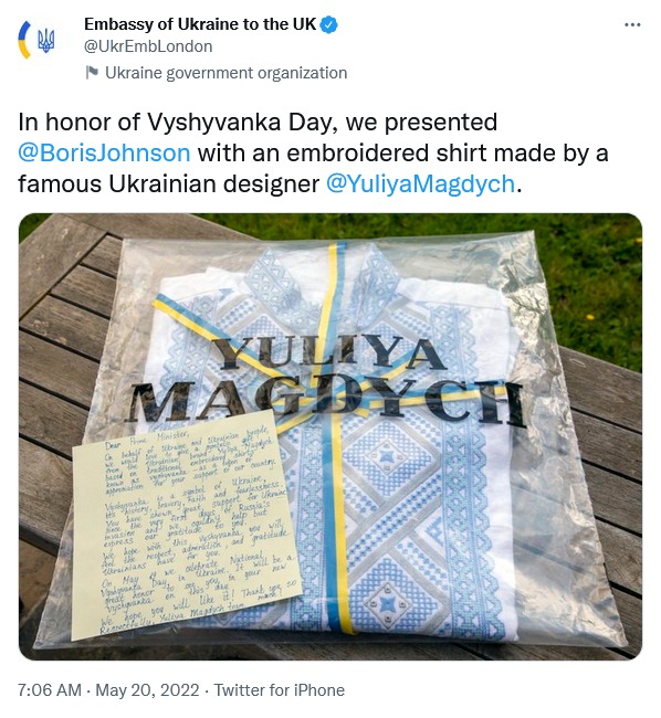 A Vyshyvanka for Boris Johnson