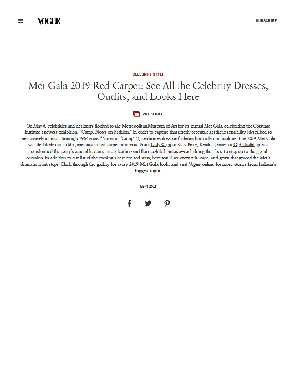 Met Gala 2019 Red Carpet: See All the Celebrity Dresses, Outfits, and Looks Here