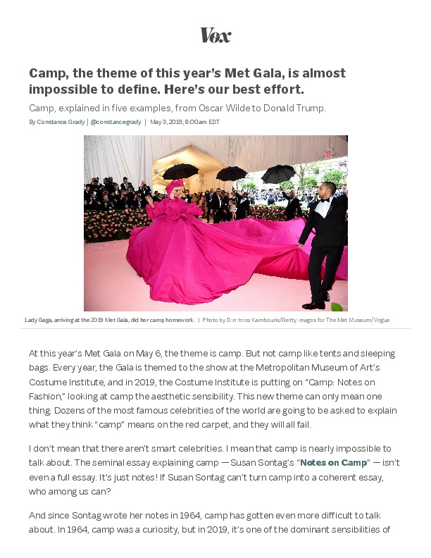 Camp, the theme of this year’s Met Gala, is almost impossible to define. Here’s our best effort.