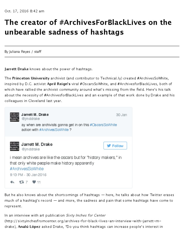 The Creator of #ArchivesForBlackLives on the unbearable sadness of hashtags
