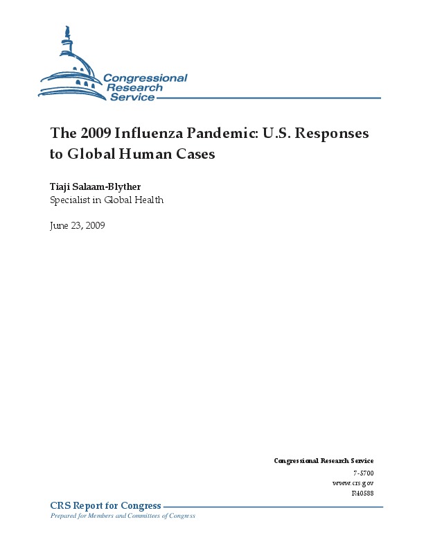 The 2009 Influenza Pandemic: U.S. Responses to Global Human Cases  