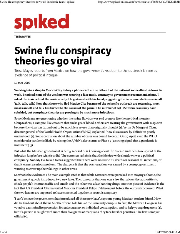 Swine flu conspiracy theories go viral