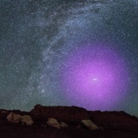 M31 Halo Illustration over Rocky Terrain