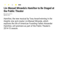 Lin-Manuel Miranda&#039;s Hamilton to Be Staged at the Public Theater | Playbill.pdf